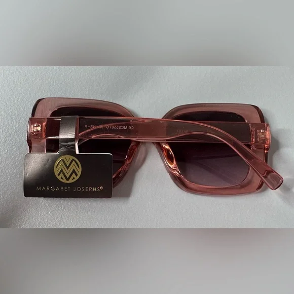 Margaret Joseph transparent square oversized Sunglasses plum mauve - Picture 2 of 5